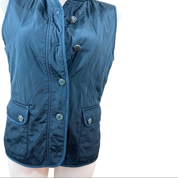 Talbots Fleece Lined Dark Green Quilted Vest Small - Picture 2 of 7